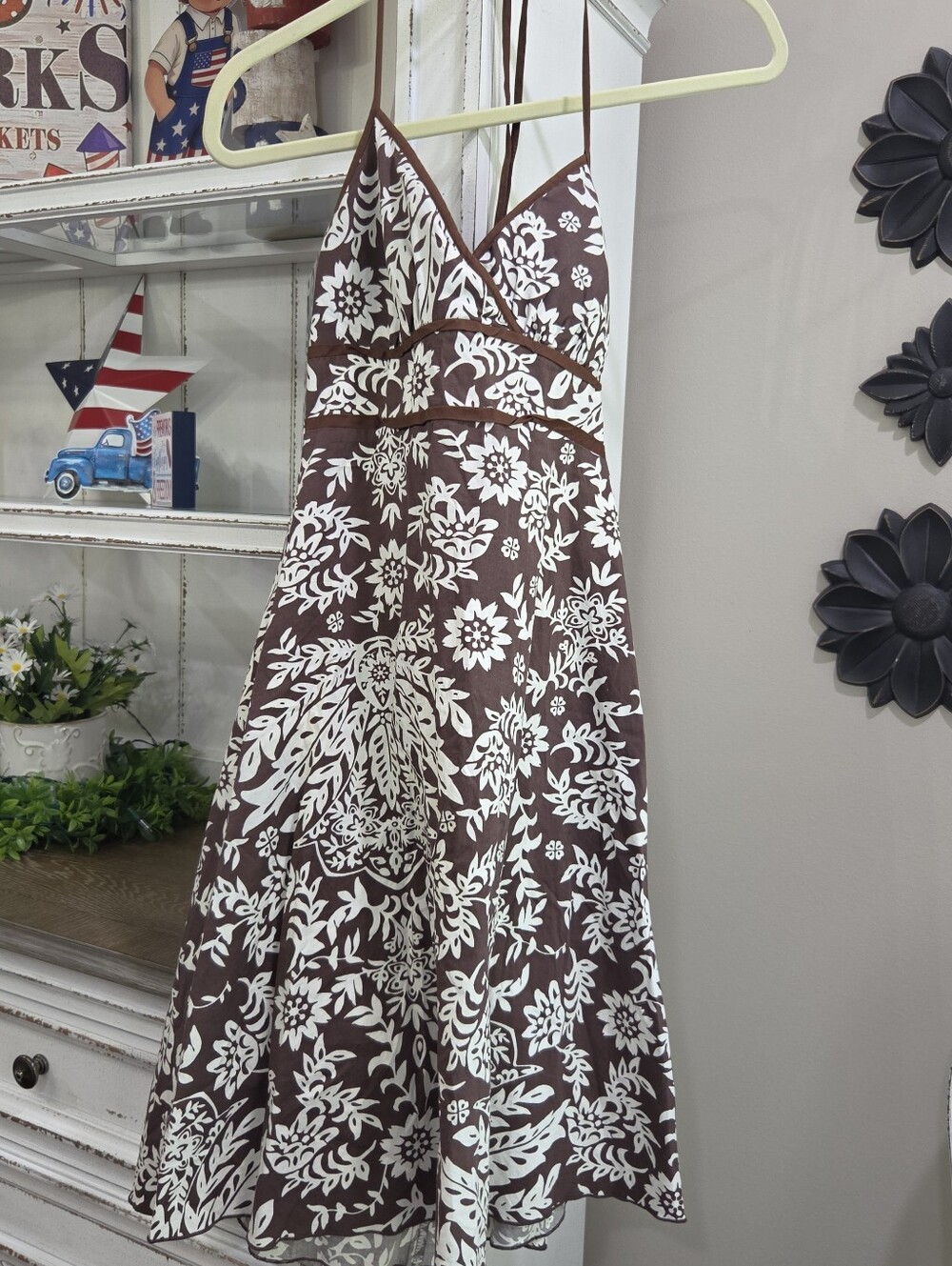 Speechless Brown & White Strapless Floral Sundress